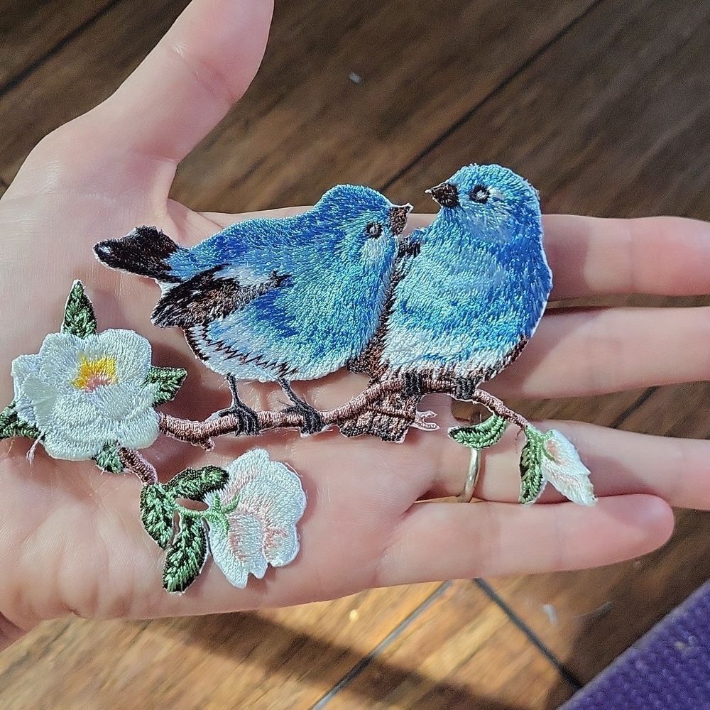 NWOT Iron-On Embroidered Blue Bird Patch